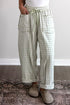 Plaid Trim Drawstring Elastic Waist Shift Pants