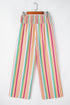 Bohemian Striped Smocked High Waist Wide Leg Pants