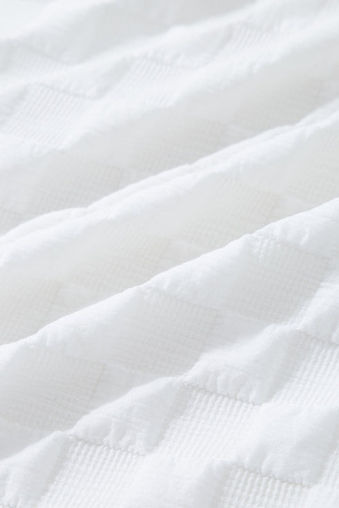 Exclusive Textured Split Neck Drawstring Matching Short Set