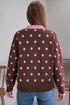 Polka Dot Pattern Collared Loose Pullover Sweater