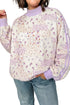Floral Print Mock Neck Sleeve Paneling Sweatshirt