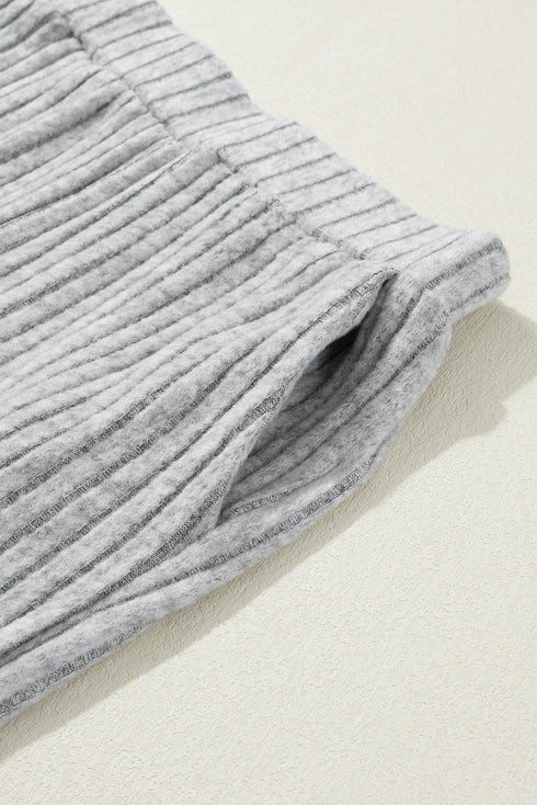 Ribbed Knit Wide Leg Slouchy Two Piece Loungewear