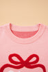 Drop Shoulder Round Neck Towel Embroidery Slogan Pullover Sweater