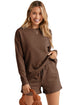 Textured Long Sleeve Top And Drawstring Lounge Short Sets