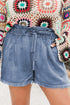 High Waist Lace Up Raw Hem Plus Size Denim Shorts