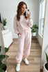Abstract Print Drop Shoulder Drawstring Waist Hem Pant Set
