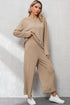 Loose Fit Textured Wide Leg Pullover And Pants Loungewear