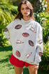 Sequin Rugby Game Day High Neck Baggy Graphic Sweatshirt