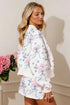 Floral Print Long Sleeve Top Elastic Waist Skort Two Piece Dress Set