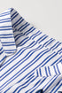 Striped Embroidered Detail Button Front Long Sleeve Casual Shirt