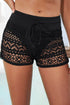Geometric Openwork Drawstring Waist Swim Cover Up Shorts