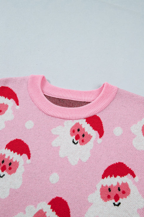 Cartoon Pattern Round Neck Dropped Shoulder Sweater