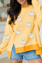 Ghost Patch Stripe Print Round Neck Long Sleeve Tee