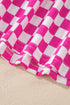 Checkered Print Half Sleeve Two Piece Loungewear Set