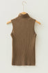 Western Ribbed Knit High Neck Sleeveless Waist Slim Fit Sweater Vest