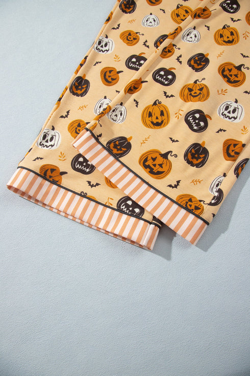 Pumpkin Print Two Piece Long Sleeve Lounge Set