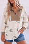 Mallard Print Patchwork Zip Neck Tunic Top