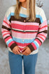Acrylic Polyamide Striped Pattern Drop Shoulder Cardigan
