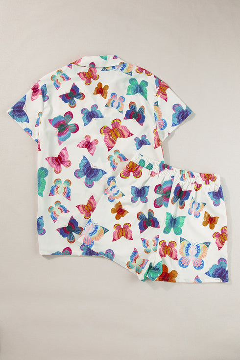 Casual Butterfly Pattern Short Sleeve Pajama Set Sleepwear
