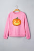 Embroidered Pumpkin Face Long Sleeve Round Neck Sweatshirt