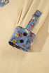 Floral Denim Patchwork Collar V Neck Long Sleeve Pullover Top