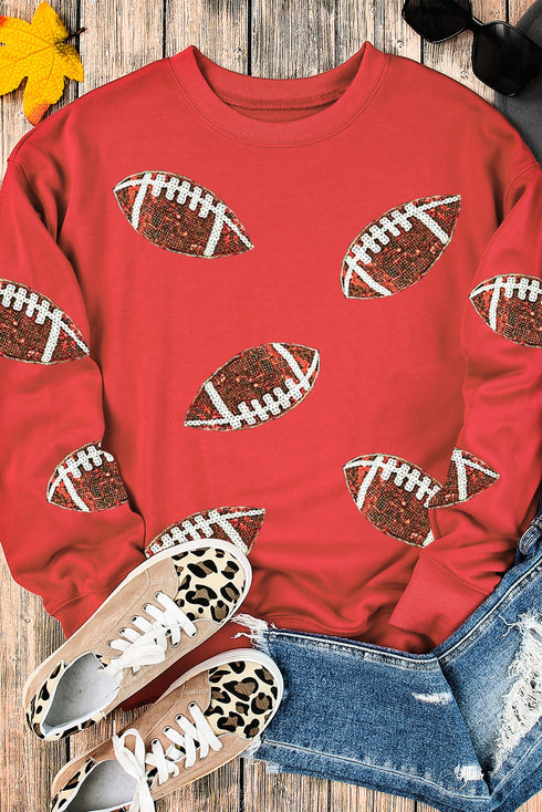 Game Day Sequin Football Graphic Pullover Sweatshirt