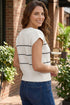 Striped Short Sleeve Button Front Shift Cardigan