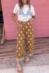 Polka Dot Ankle Length Metal Button Jeans