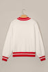 Plaid Tree Applique Round Neck Loose Sweater