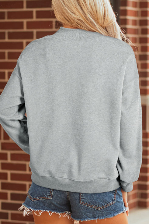 Oversize Camouflage Reindeer Print Mock Neck Sweatshirt