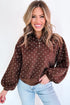 Polka Dot Print Metal Button Collar Pullover Sweatshirt
