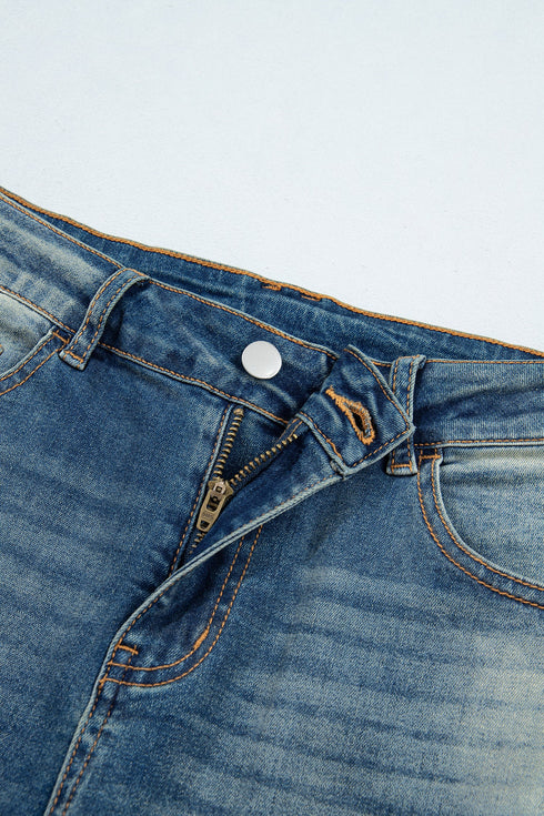Pocket Detail Flare Leg Silhouette Denim Jeans