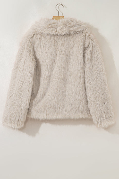 Luxurious Faux Fur Large Collar Statement Coat