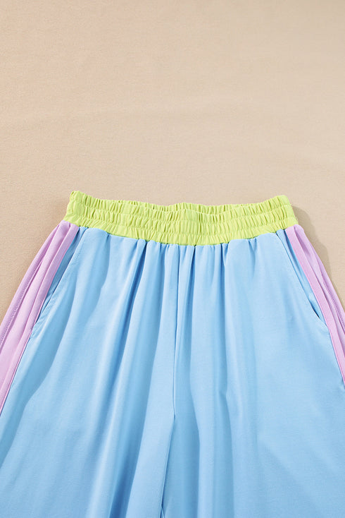 Geometric Block Pattern Trim Detail Pant Set