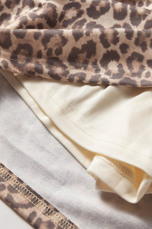 Modern Leopard Print V Neck Pullover Two Piece Dresses