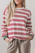 Striped Drop Shoulder Casual Pullover Long Sleeve Top