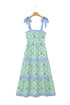 Geometric Floral Striped Patchwork Sleeveless A Line Dress