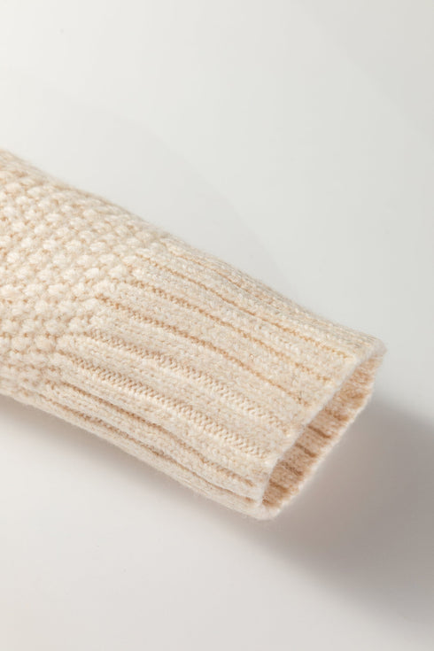 Long Sleeve Cable Knit Crew Neck Sweater Dress