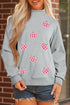 Sequined Pumpkin Patch Mock Neck Baggy Pullover Sweatshirt