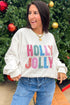 Applique Slogan Round Neck Long Sleeve Sweatshirt