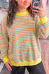 Cotton Striped Pattern High Neck Tunic Sweatshirt