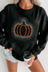 Polyester Cotton Rhinestone Pumpkin Graphic Pullover Sweatshirt