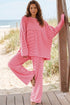 Striped Drop Shoulder Long Sleeve Pant Set