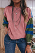 Western Patchwork Striped Long Sleeve Pullover Sweater