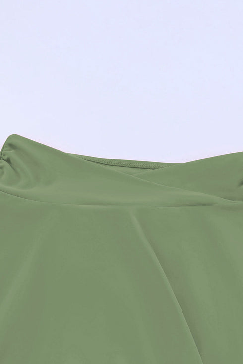 Solid Active Criss Cross Waist Flared Swim Skirt Bottoms