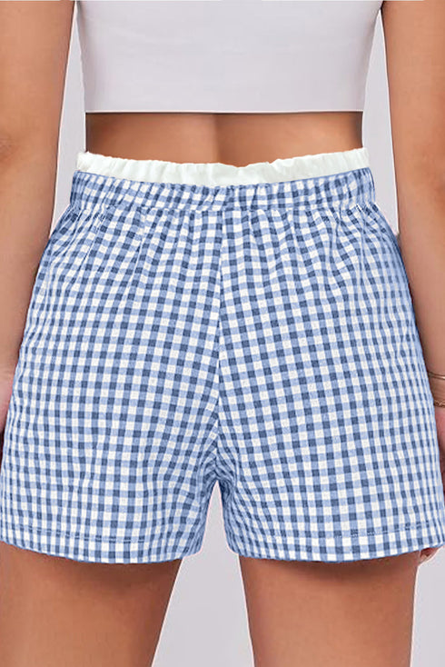 Southern Belle Plaid Print Tailored Edge Trim Shorts