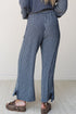 Raw Seam Patchwork Striped Long Sleeve Pant Set