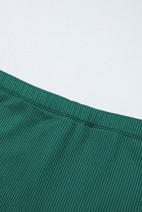 Ribbed Contrast Trim Adjustable Strap Two Piece Swimwear