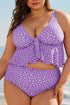 Polka Dot Ruffled Knotted V Neck Tankini Swimwear