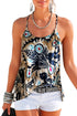 Abstract Feather Print Scoop Neck Tank Top